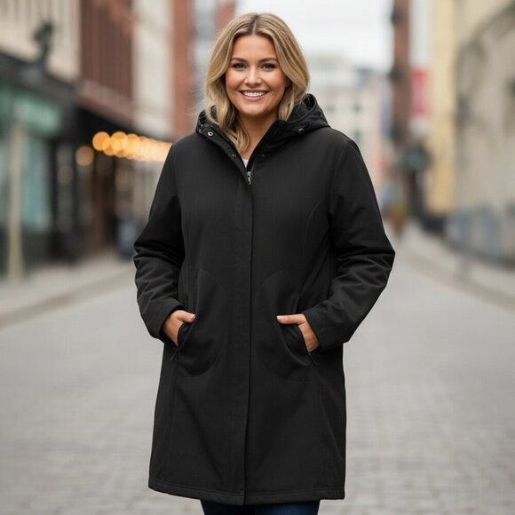 Misty Mountain Jackets & Blazers - Misty Mountain Technical Outerwear Hooded Fall Jacket Black Plus Size Outdoors